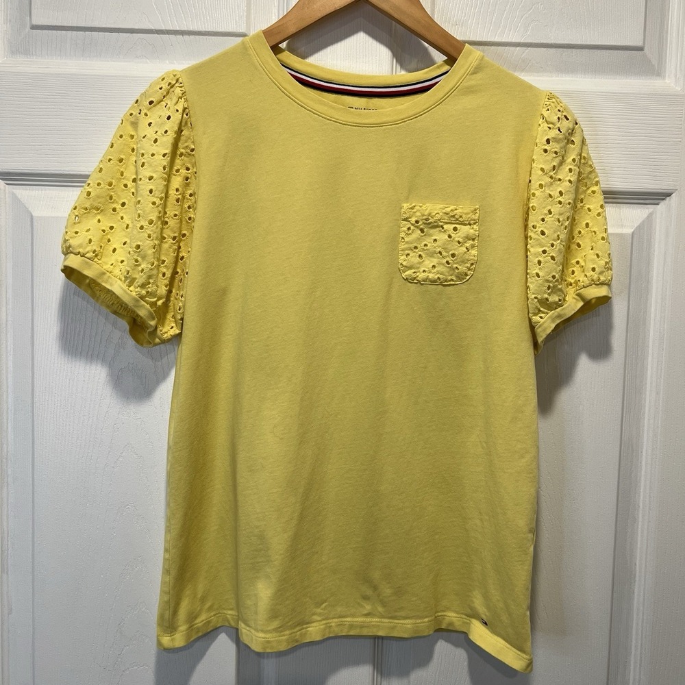 tommy‎ hilfiger women blouse small petite Yellow